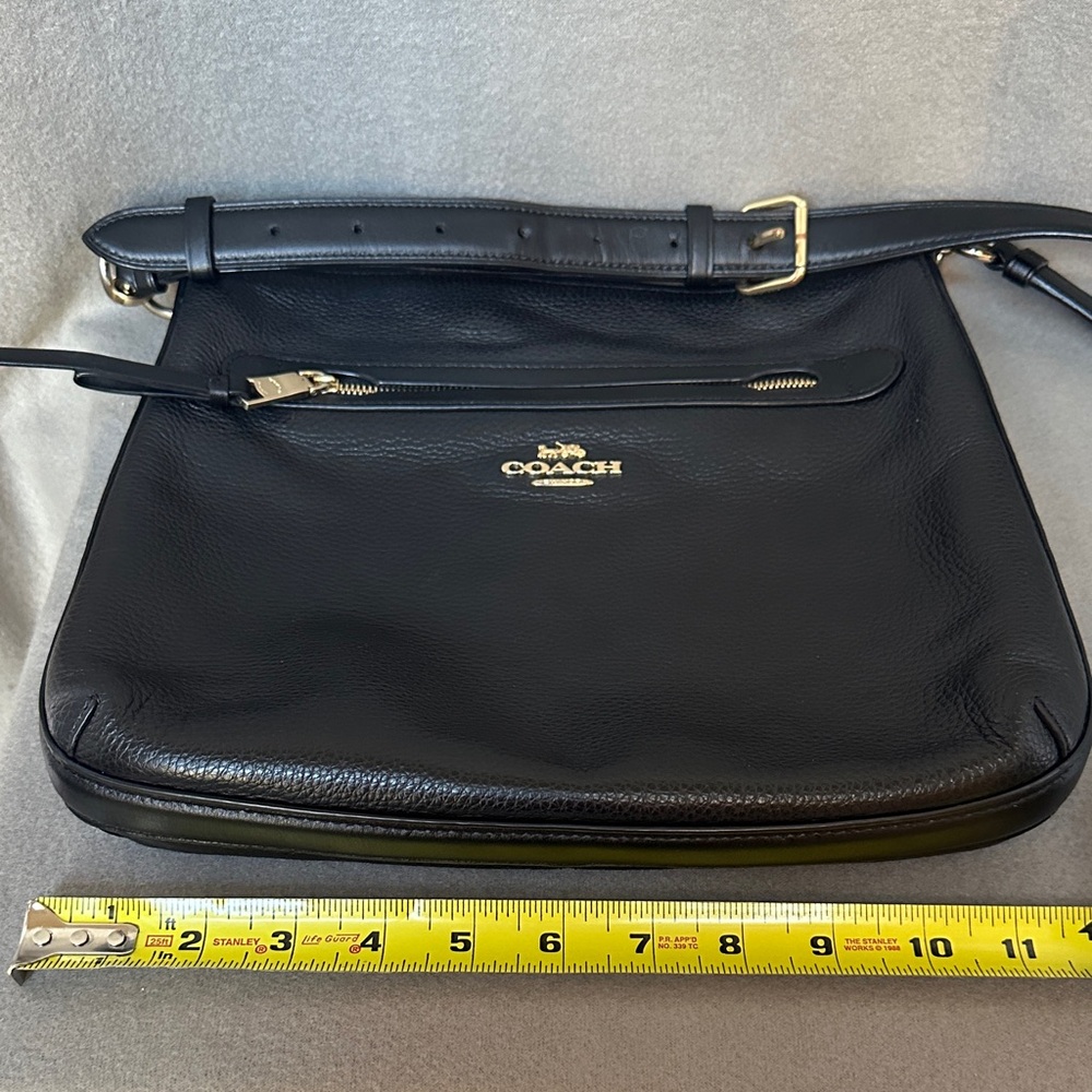 Coach Mae Black Pebbled Leather Large Crossbody File Bag - Picture 12 of 15